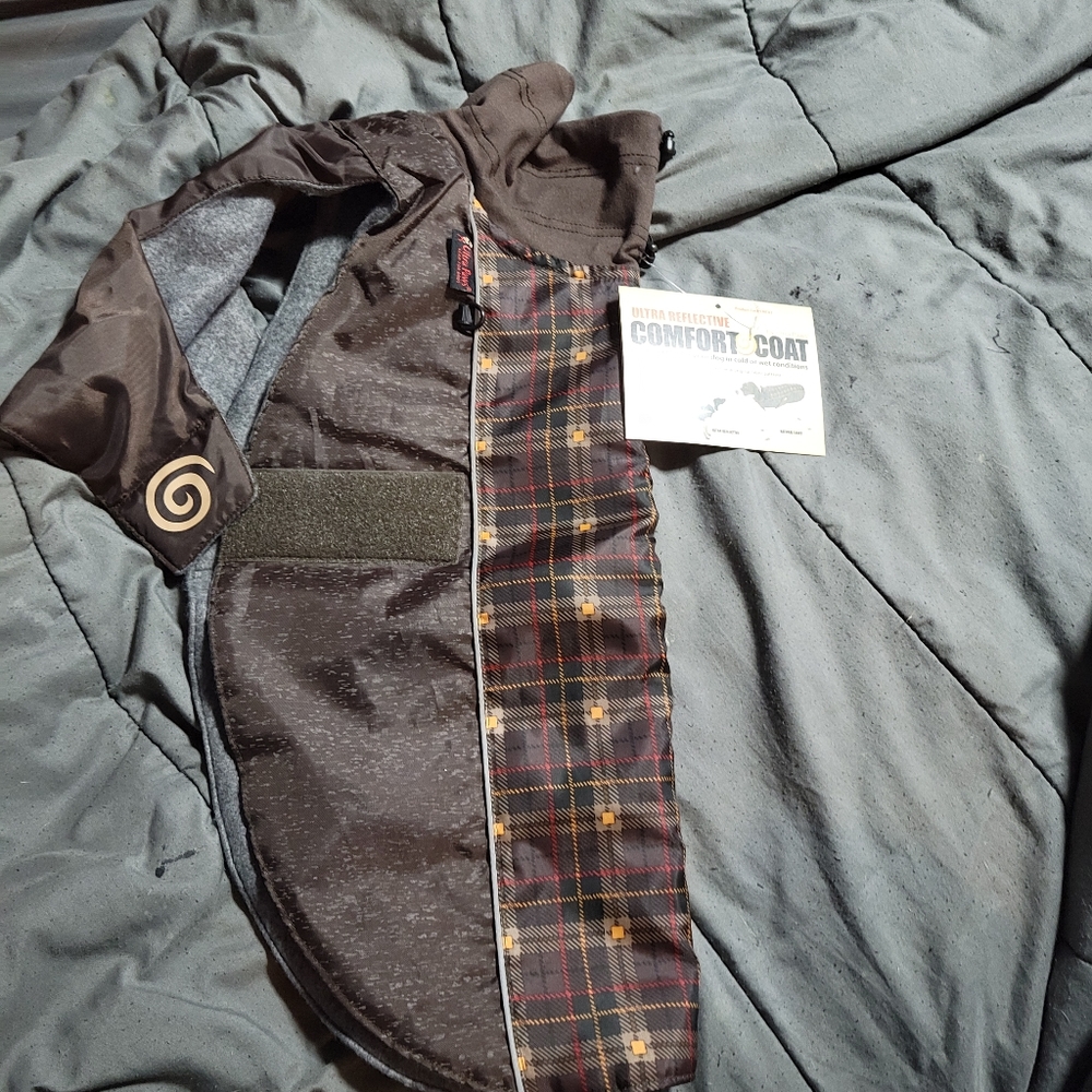 Ultra Paws Comfort Reflective Dog Coat - Brown Plaid-xs